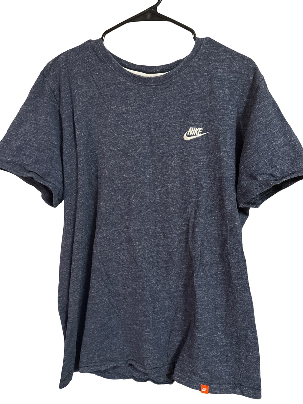 Nike Men's Navy Heather Short-Sleeve Crew Tee with White Swoosh